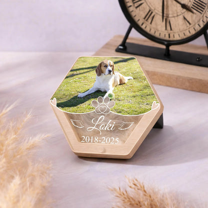 Custom Pet Memorial Photo Box – Personalized Fur Keepsake, Dog Loss Gift with Picture, Name & Fur Holder