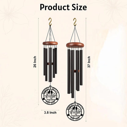 Couple Anniversary Wind Chime, Custom Etched Romantic Gift, Wedding Outdoor Decor, Personalized 25th/40th/50th Milestone, Parents Keepsake