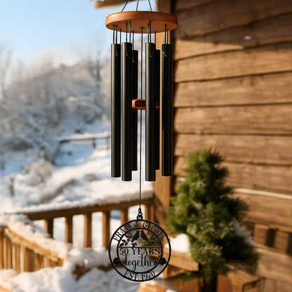 Couple Anniversary Wind Chime, Custom Etched Romantic Gift, Wedding Outdoor Decor, Personalized 25th/40th/50th Milestone, Parents Keepsake