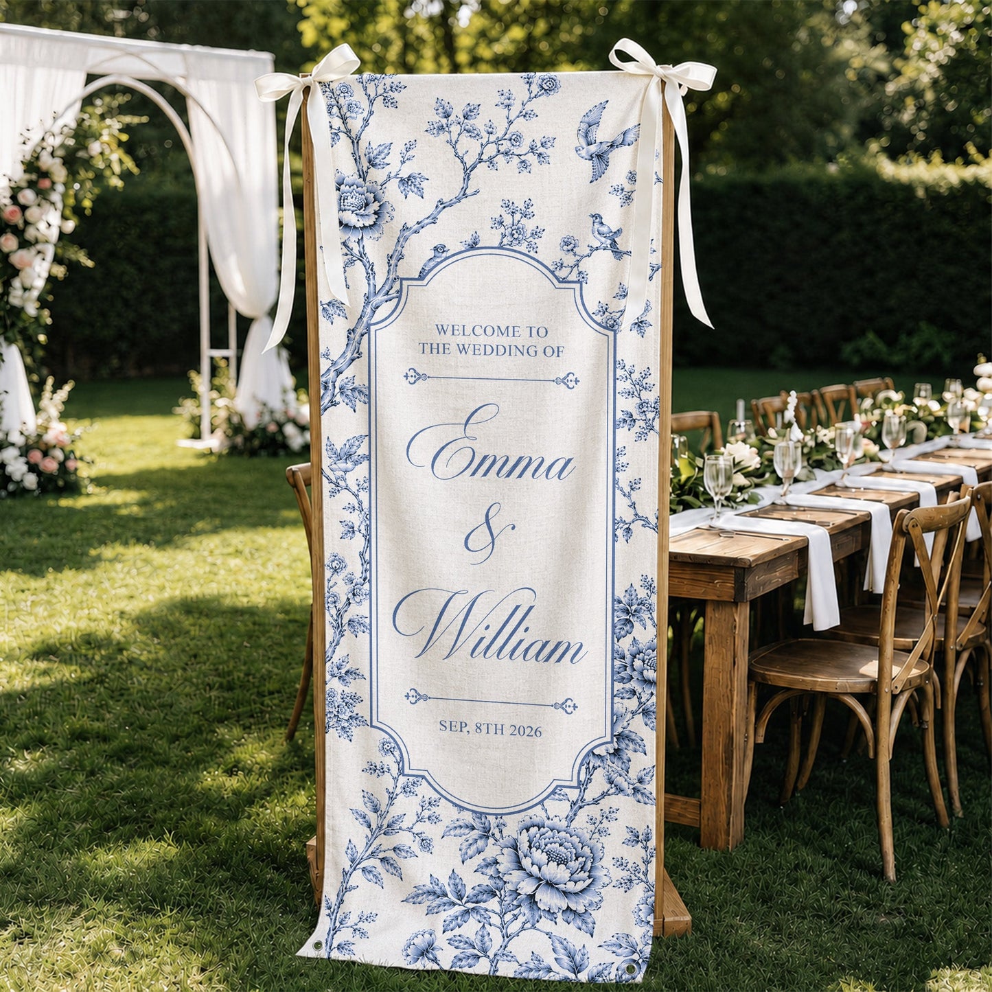 Custom Toile De Jouy Wedding Sign - Personalized Welcome Sign