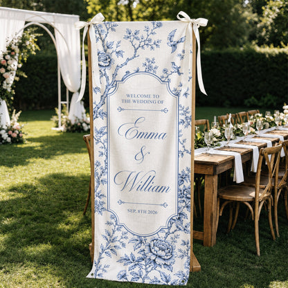Custom Toile De Jouy Wedding Sign - Personalized Welcome Sign