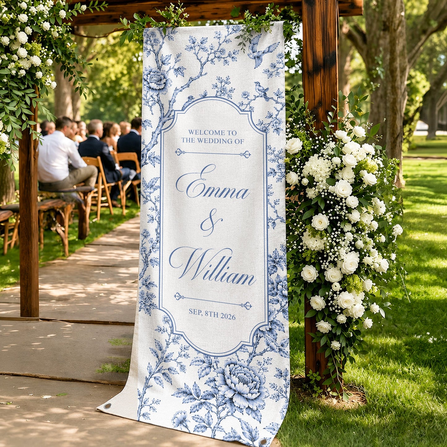 Custom Toile De Jouy Wedding Sign - Personalized Welcome Sign