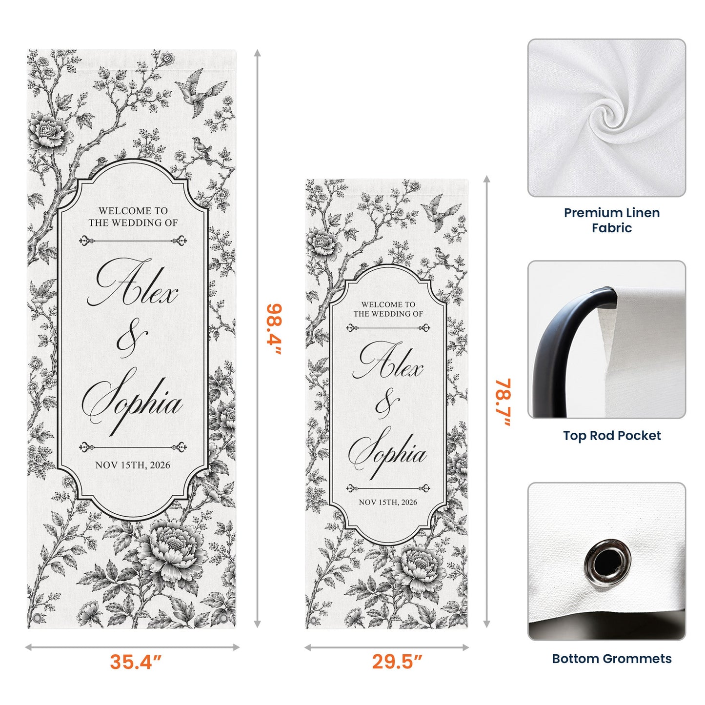 Custom Toile De Jouy Wedding Sign - Personalized Welcome Sign