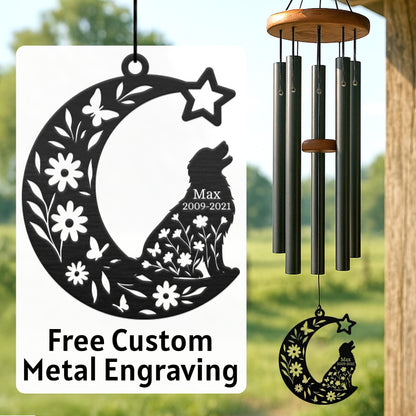 Personalized Pet Loss Wind Chime, Custom Engraved Dog or Cat Memorial Chime, Outdoor Garden Tribute Gift, Sympathy Remembrance Keepsake – gallery image 1