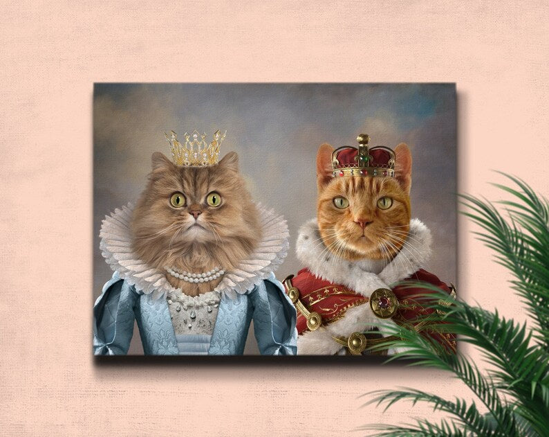 Custom Multiple Pet Portrait Personalized Thanksgiving Gift Family Dog Cat Lover Gift Canvas