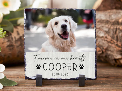 Personalized Pet Memorial Photo Slate Stone: Cat Loss Gift