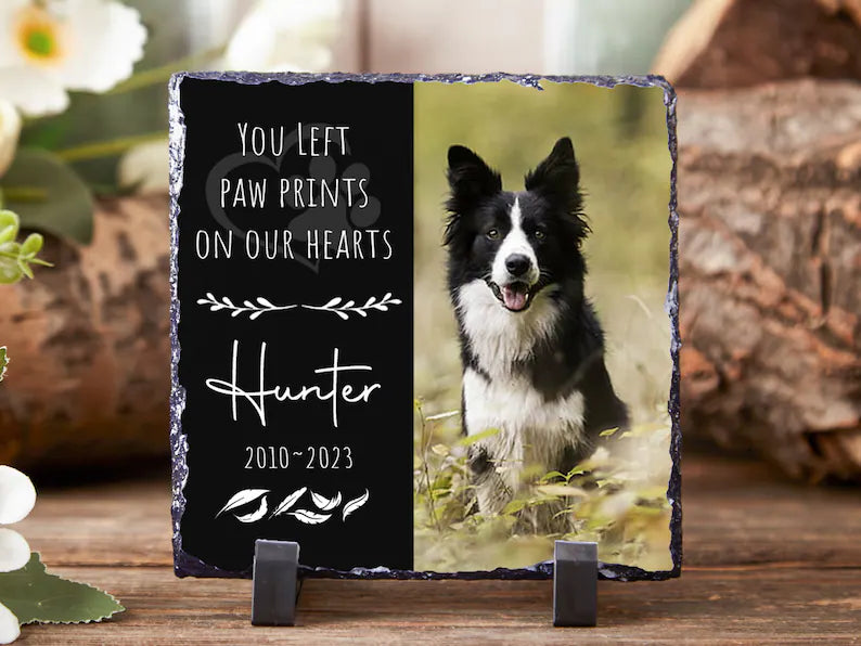 Personalized Pet Memorial Photo Slate Stone: Cat Loss Gift