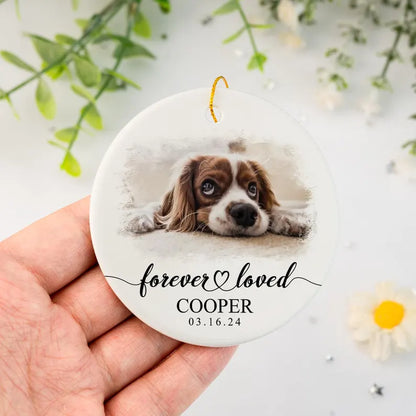 Pet Memorial Photo Ornament: Custom Dog Christmas Gift Keepsake, Personalized Use Photo Ornament For Loss Of Pet (STP-027)