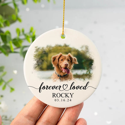 Pet Memorial Photo Ornament: Custom Dog Christmas Gift Keepsake, Personalized Use Photo Ornament For Loss Of Pet (STP-027)