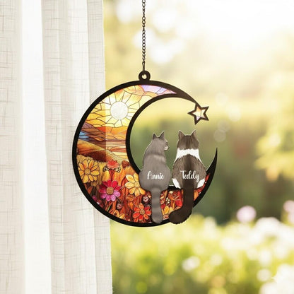 Personalized Cat Memorial Suncatcher, Loss of Cat Gift, Pet Memorial Gift, Cat Loss Gift, Cat Loss Sympathy Gift, Pet Suncatcher