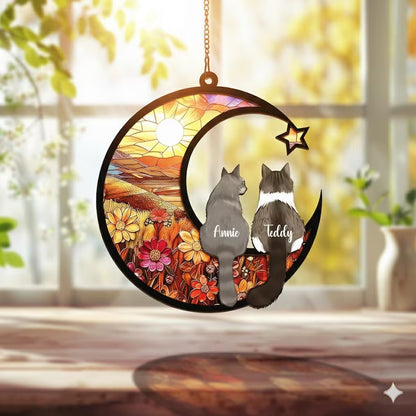 Personalized Cat Memorial Suncatcher, Loss of Cat Gift, Pet Memorial Gift, Cat Loss Gift, Cat Loss Sympathy Gift, Pet Suncatcher