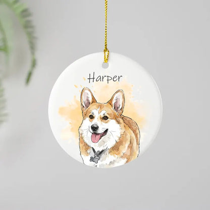 Personalized Watercolor Pet Photo Ornament | Custom Memorial Keepsake |