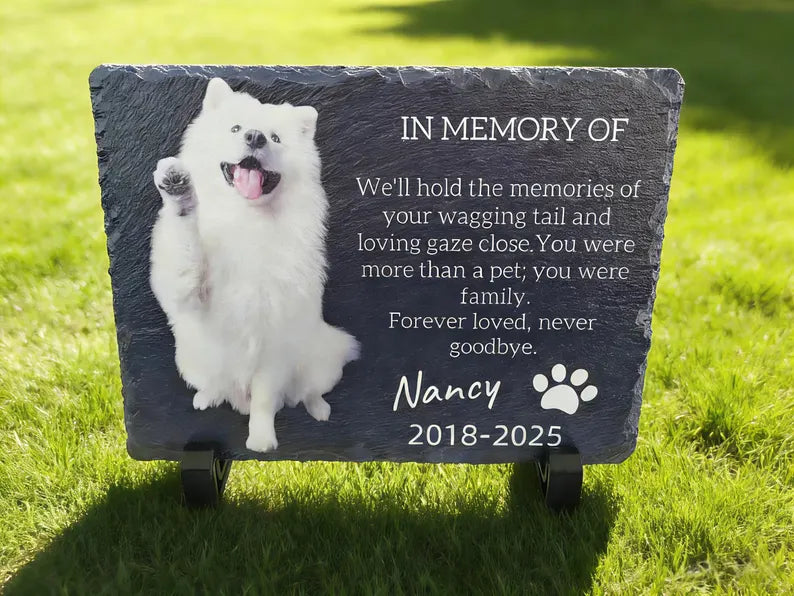 Pet Memorial Stone Dog Memorial Stone With Photo, Pet Headstone Garden Decor, Pet Grave Marker, Sympathy Gift for Loss of Beloved Pet