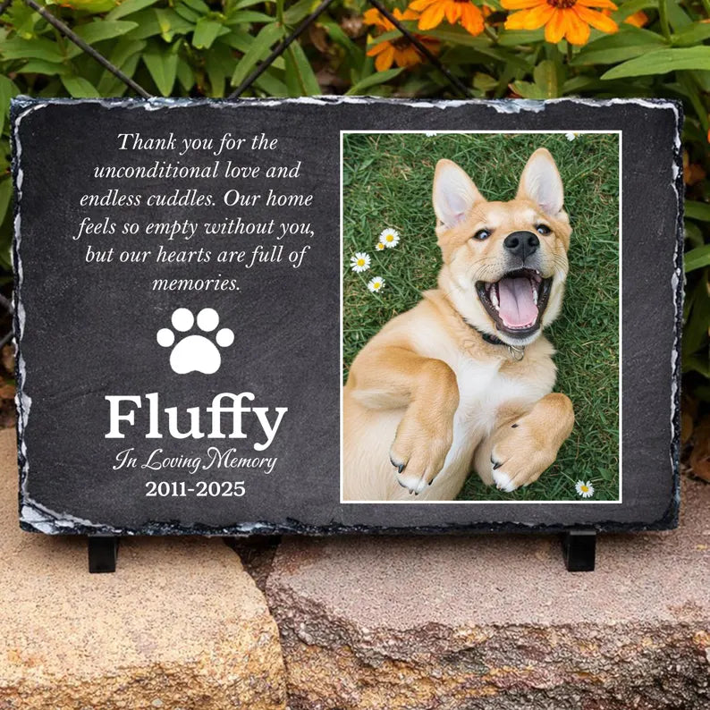 Pet Memorial Stone Dog Memorial Stone With Photo, Pet Headstone Garden Decor, Pet Grave Marker, Sympathy Gift for Loss of Beloved Pet