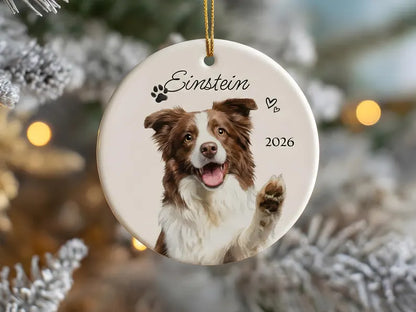 Personalized Watercolor Pet Photo Ornament | Custom Memorial Keepsake |