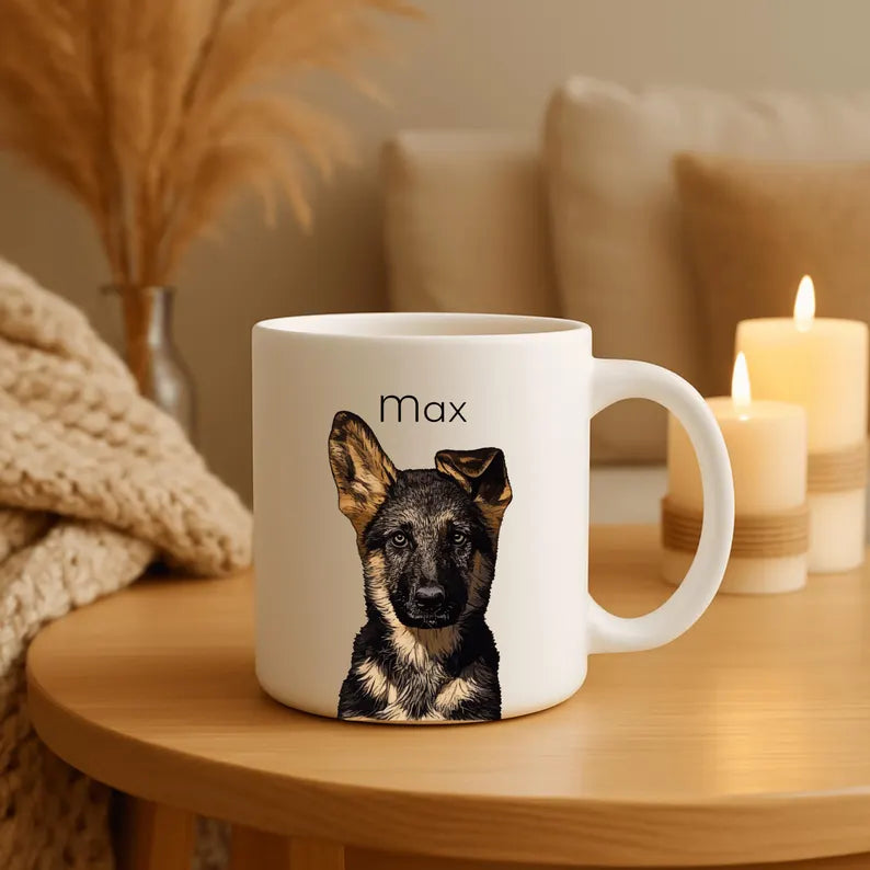 Custom Pet Portrait Mug, Custom Dog Mug, Pet Art, Coffee Cup, Personalized Pet Mugs, Dog Mom, Personalized Gift for Pet Lovers, pet lover