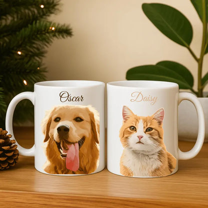 Custom Pet Portrait Mug, Custom Dog Mug, Pet Art, Coffee Cup, Personalized Pet Mugs, Dog Mom, Personalized Gift for Pet Lovers, pet lover