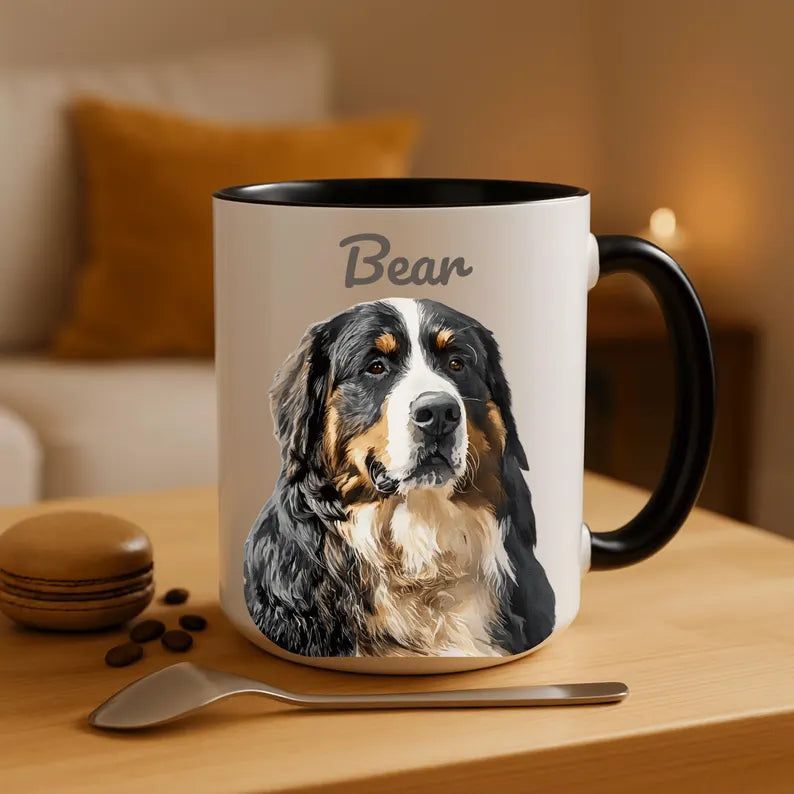 Custom Pet Portrait Mug, Custom Dog Mug, Pet Art, Coffee Cup, Personalized Pet Mugs, Dog Mom, Personalized Gift for Pet Lovers, pet lover
