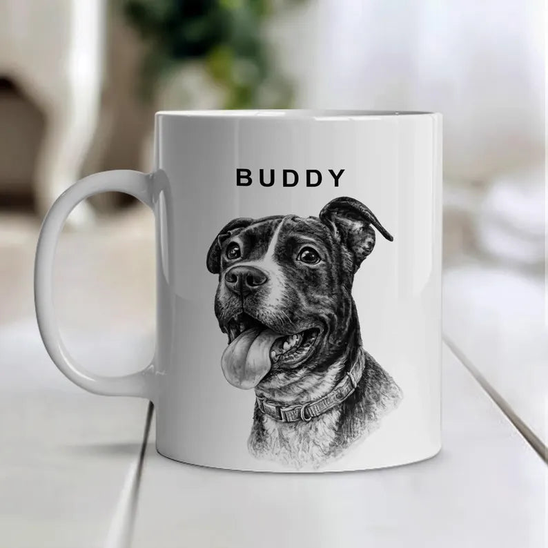 Custom Pet Portrait Coffee Mug: Christmas Gift for Dog Dad & Cat Mom