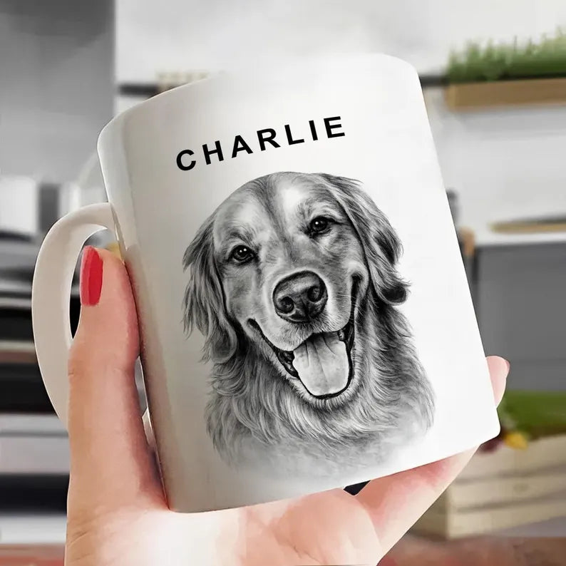 Custom Pet Portrait Coffee Mug: Christmas Gift for Dog Dad & Cat Mom