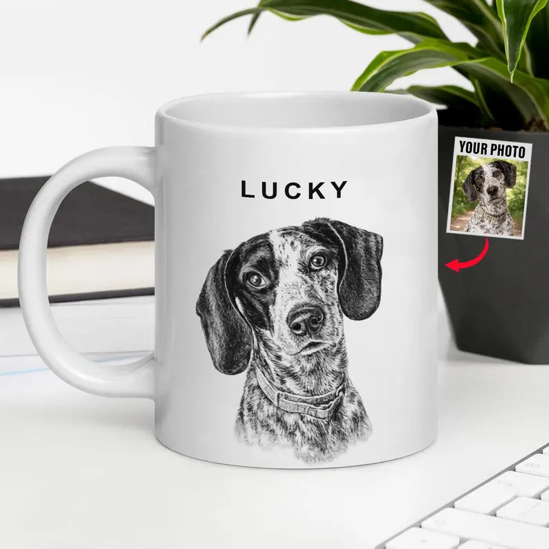 Custom Pet Portrait Coffee Mug: Christmas Gift for Dog Dad & Cat Mom