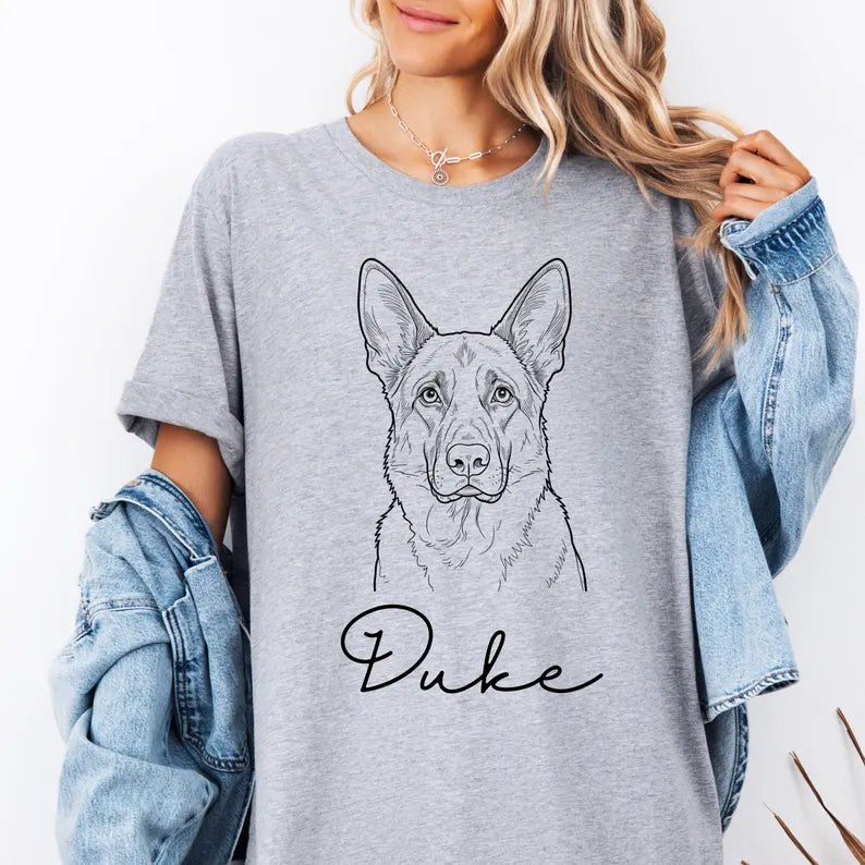 Custom Pet T Shirt with Pet Photo + Name | Personalized Pet Portrait Shirt | Custom Dog Cat Graphic Tee | Custom Pet Art Shirt