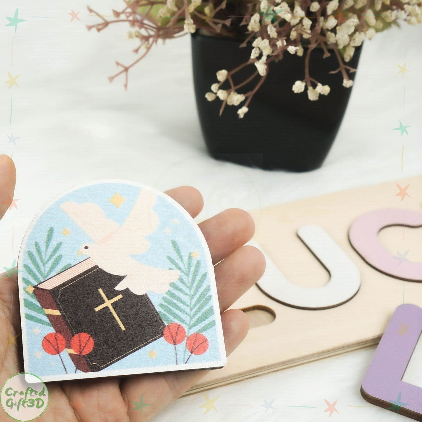 Christening Gift for Girls - Wooden Name Puzzle