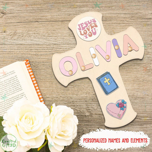Christening Gift for Girls - Wooden Name Puzzle