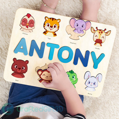 Custom Animal Wooden Toy, First Birthday Gift