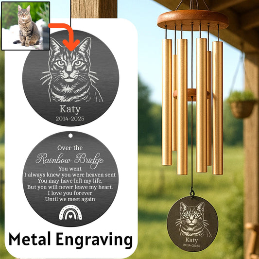 Personalized Pet Memorial Wind Chime with Custom Engraving, Dog or Cat Loss Gift, Outdoor Garden Remembrance, Sympathy Tribute Keepsake - image 1