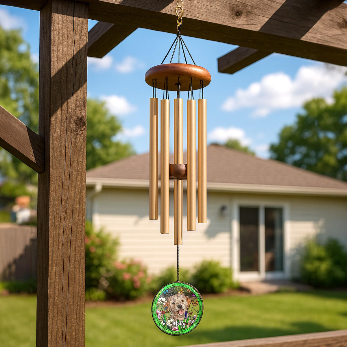Personalized Pet Remembrance Wind Chime, Stained Glass Sun Catcher for Pet Passing, Condolence Yard Present, Memorial Token Decor - image 4