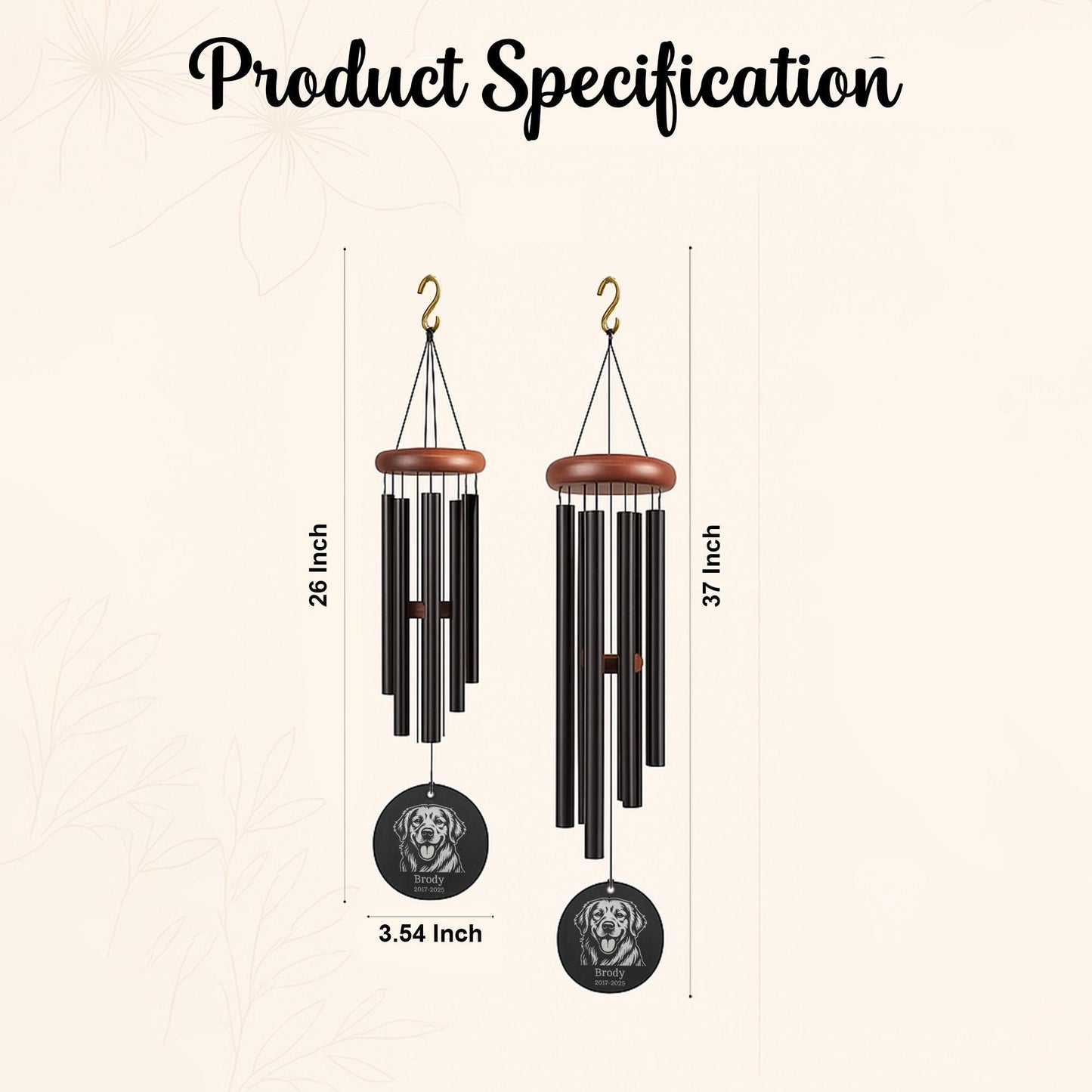 Custom Engraved Pet Memorial Wind Chime