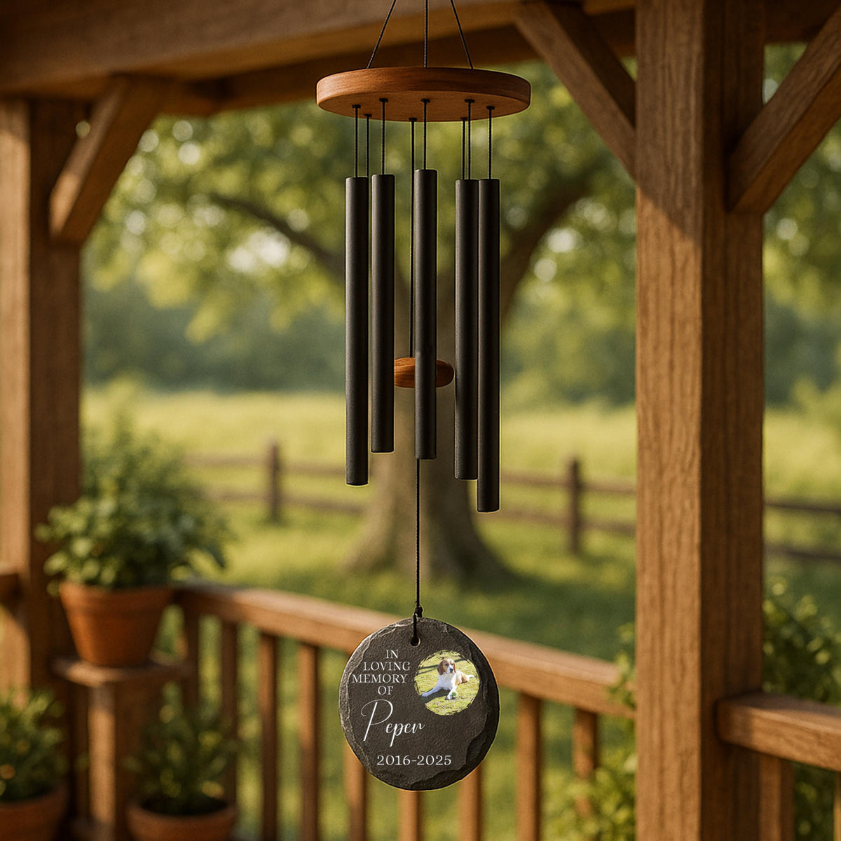 Personalized Pet Memorial Wind Chime – Engraved Photo Keepsake - image 2