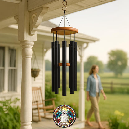 Personalized Dog Portrait Wind Chime, Custom Pet Memorial Stained Glass Photo Suncatcher, Dog Loss Keepsake, Pet Loss Gift - gallery image 5