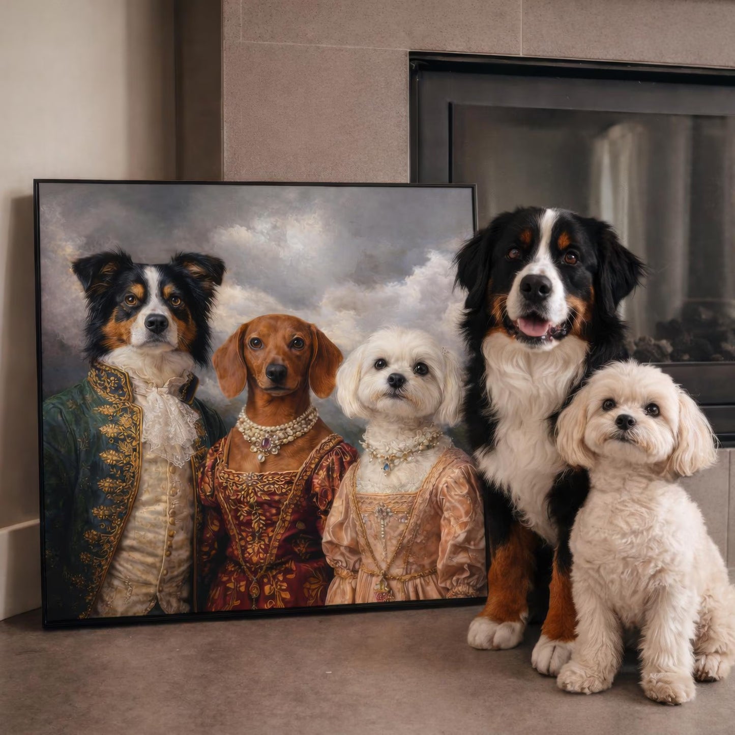 Custom Multiple Pet Portrait Personalized Thanksgiving Gift Family Dog Cat Lover Gift Canvas