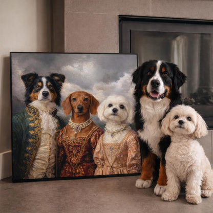 Custom Multiple Pet Portrait Personalized Thanksgiving Gift Family Dog Cat Lover Gift Canvas