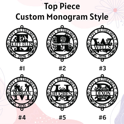 Personalized Retirement Wind Chime, Monogram Happy Retirement Custom Engraved Gift, Name & Year Keepsake for Women Nurse Teacher Coworker