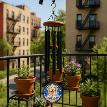 Golden Retriever Memorial Wind Chime, Personalized Navy Mosaic, Pet Bereavement Gift, Dog Tribute Decor - image 10