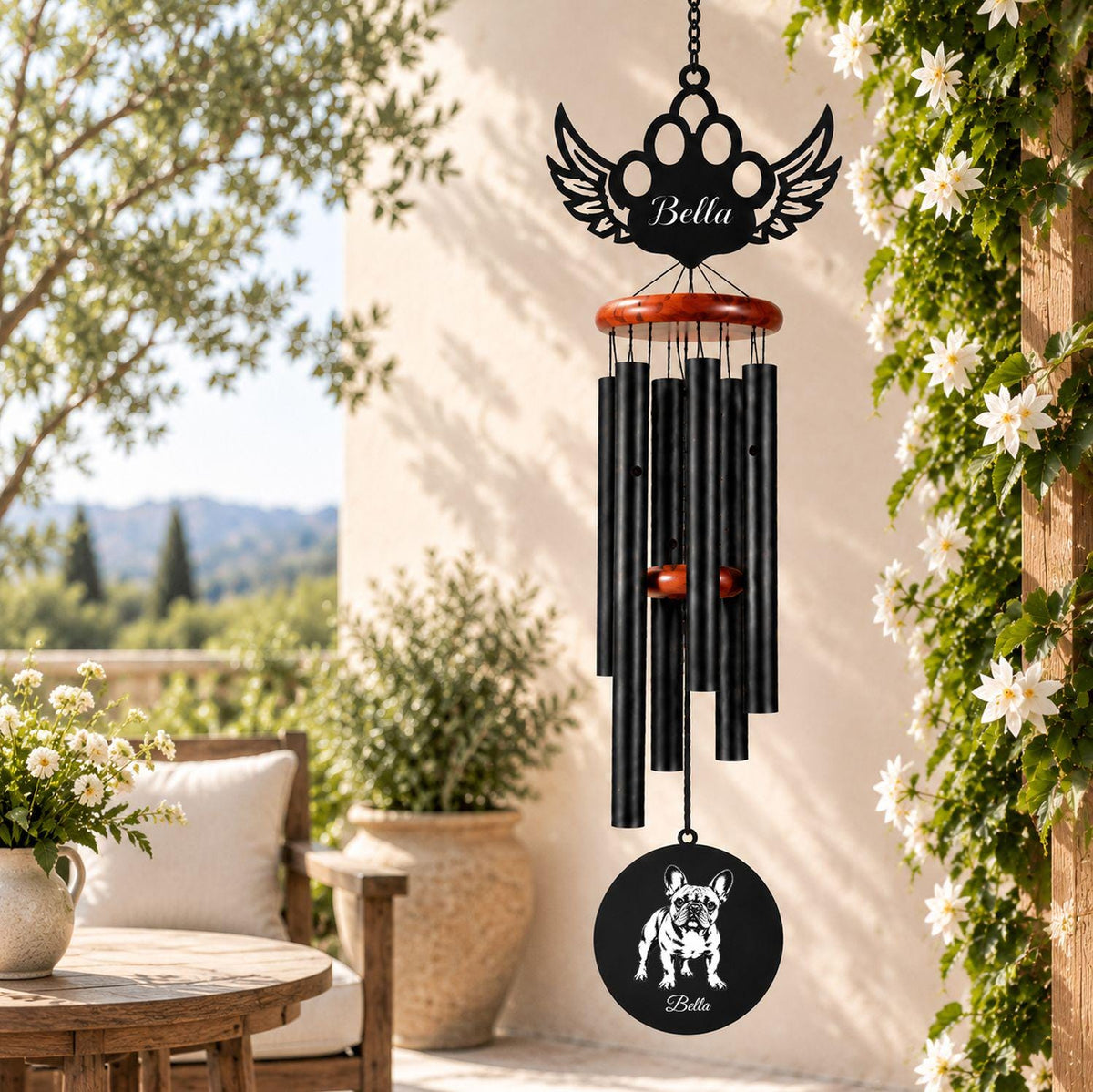 Pet Portrait Wind Chime, Personalized Dog Cat Memorial Gift, Pet Loss Remembrance, Rainbow Bridge Gift, Custom Name Keepsake - image 4