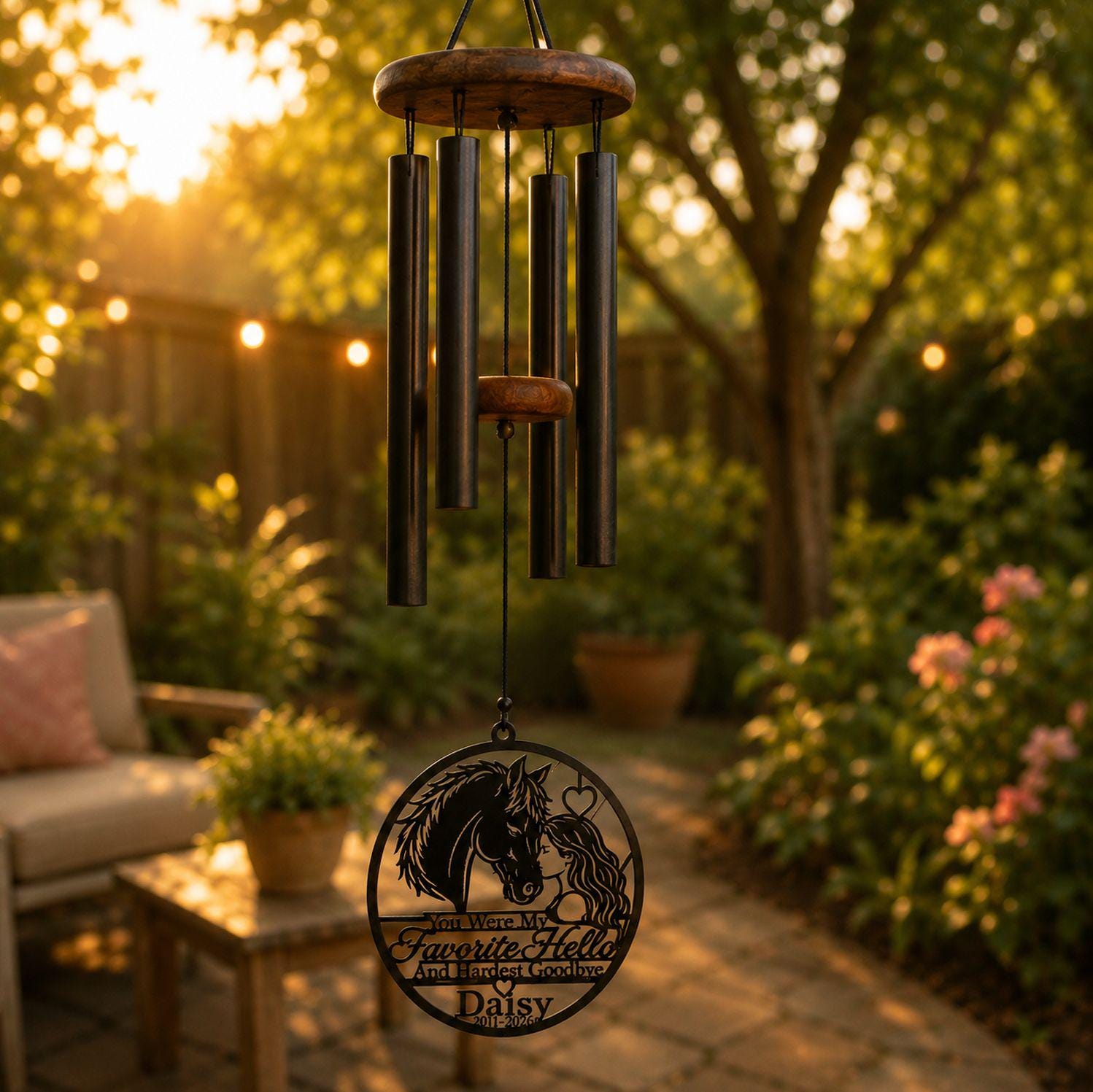 Horse Memorial Wind Chime, Personalized Horse Loss Gift, Custom Metal Horse Memorial, Rainbow Bridge Gift, Pet Remembrance - image 6