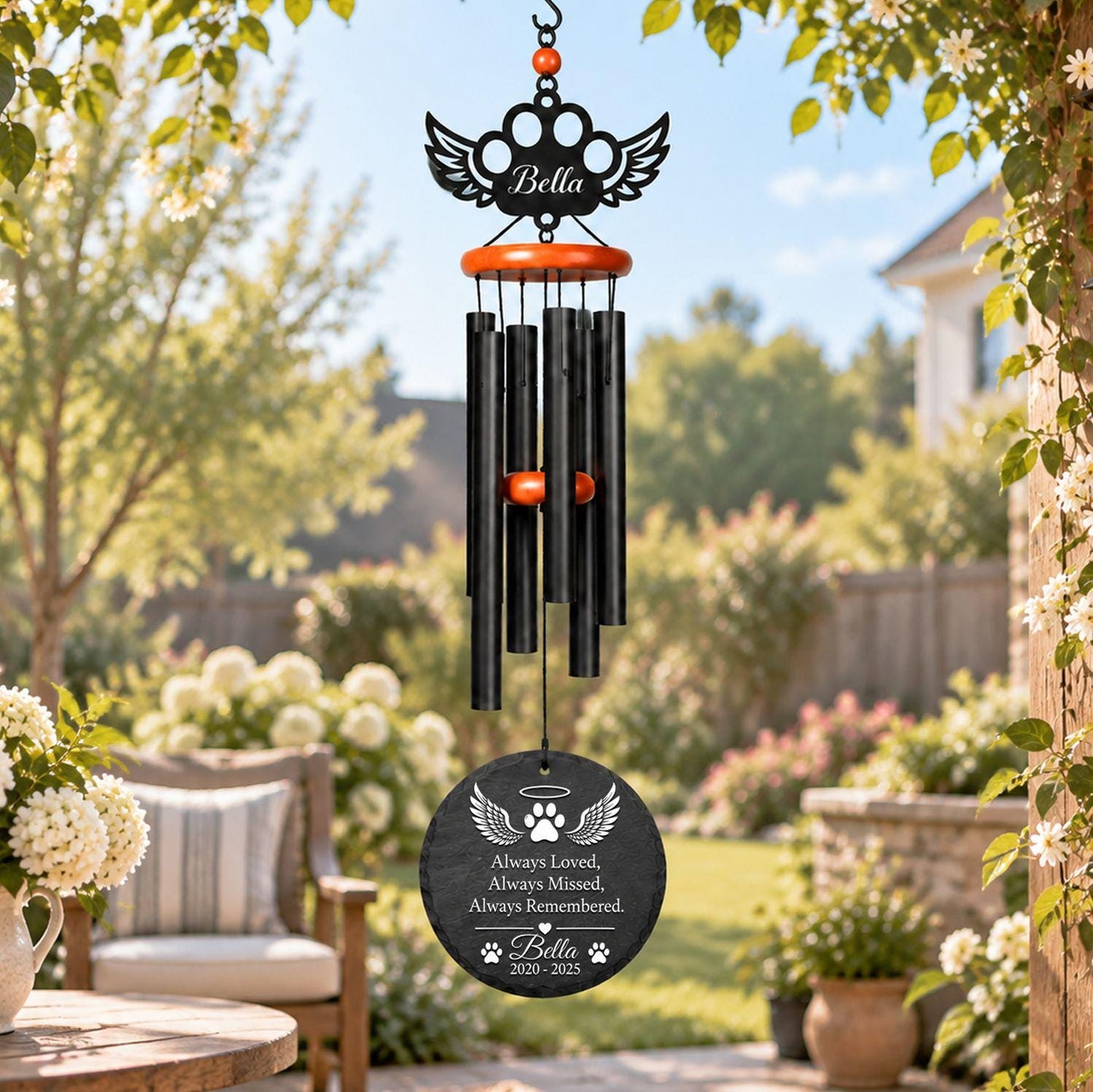 Pet Photo Wind Chime, Personalized Dog or Cat Memorial Gift, 5 Portrait Styles, Rainbow Bridge Loss Keepsake - image 7