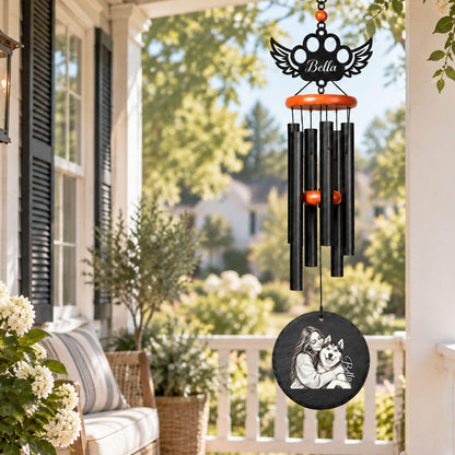 Pet Photo Wind Chime, Personalized Dog or Cat Memorial Gift, 5 Portrait Styles, Rainbow Bridge Loss Keepsake - image 6