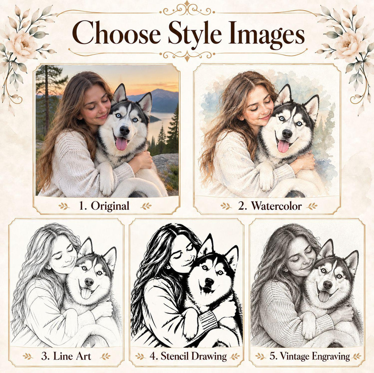 Pet Photo Wind Chime, Personalized Dog or Cat Memorial Gift, 5 Portrait Styles, Rainbow Bridge Loss Keepsake - image 3