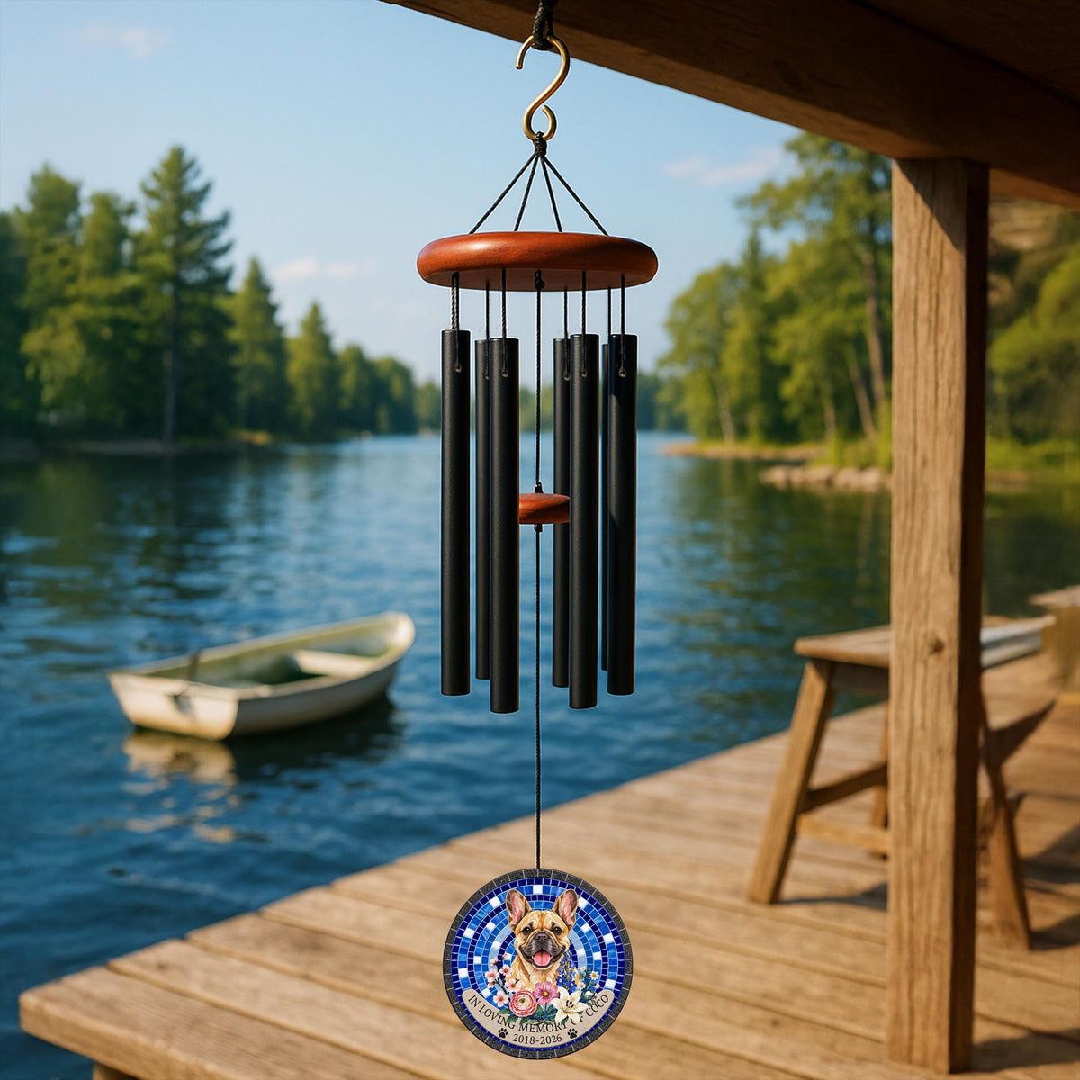 French Bulldog Memorial Wind Chime, Personalized Cobalt Blue Mosaic, Dog Bereavement Present, Pet Tribute - image 10