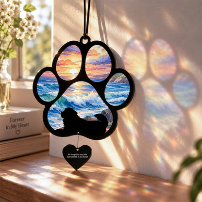 Golden Retriever Suncatcher, Custom Sunset Pet Memorial Ornament, Personalized Golden Silhouette, Ra