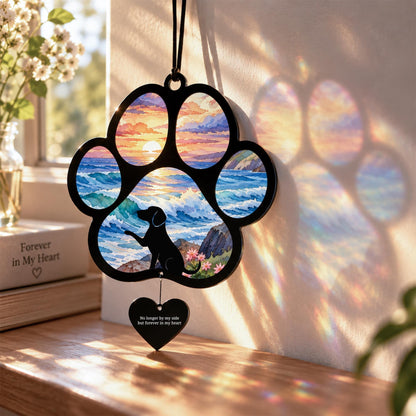 Beagle Memorial Suncatcher, Custom Sunset Pet Sympathy Ornament, Personalized Beagle Silhouette, Rai