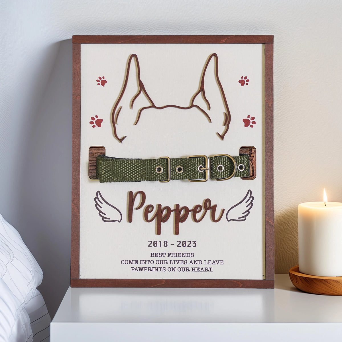 Memorial pet collar frame personalization example 1