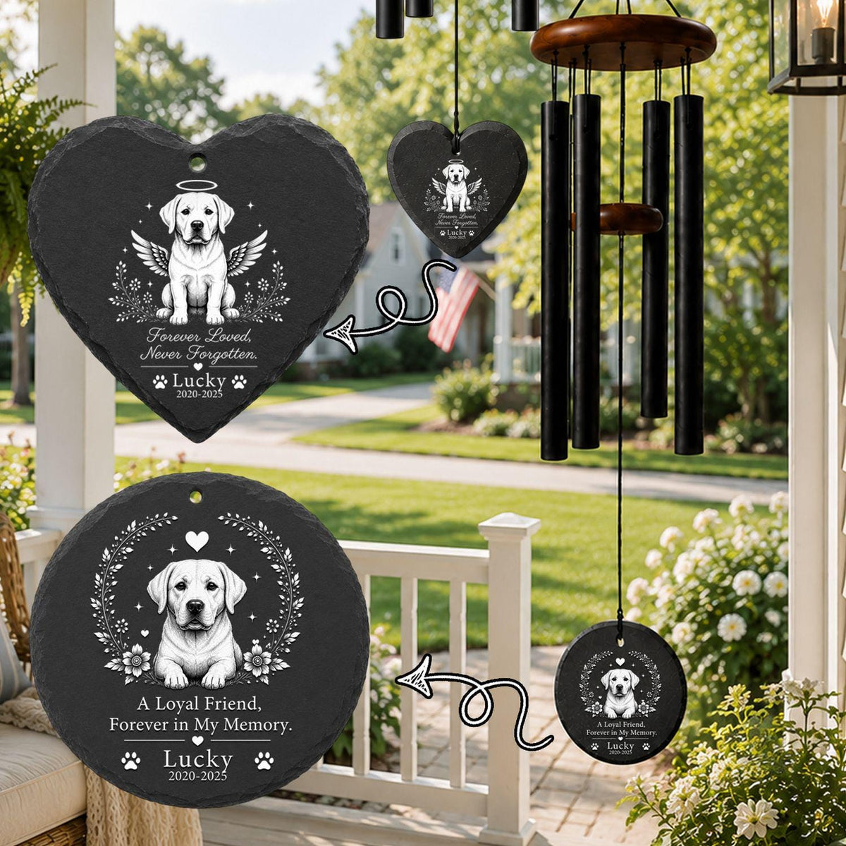 Labrador Retriever Memorial Wind Chime, Personalized Dog Loss Gift - 1