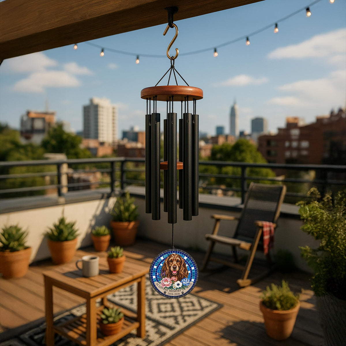 Personalized Cocker Spaniel Mosaic Stone Memorial Wind Chime - 3