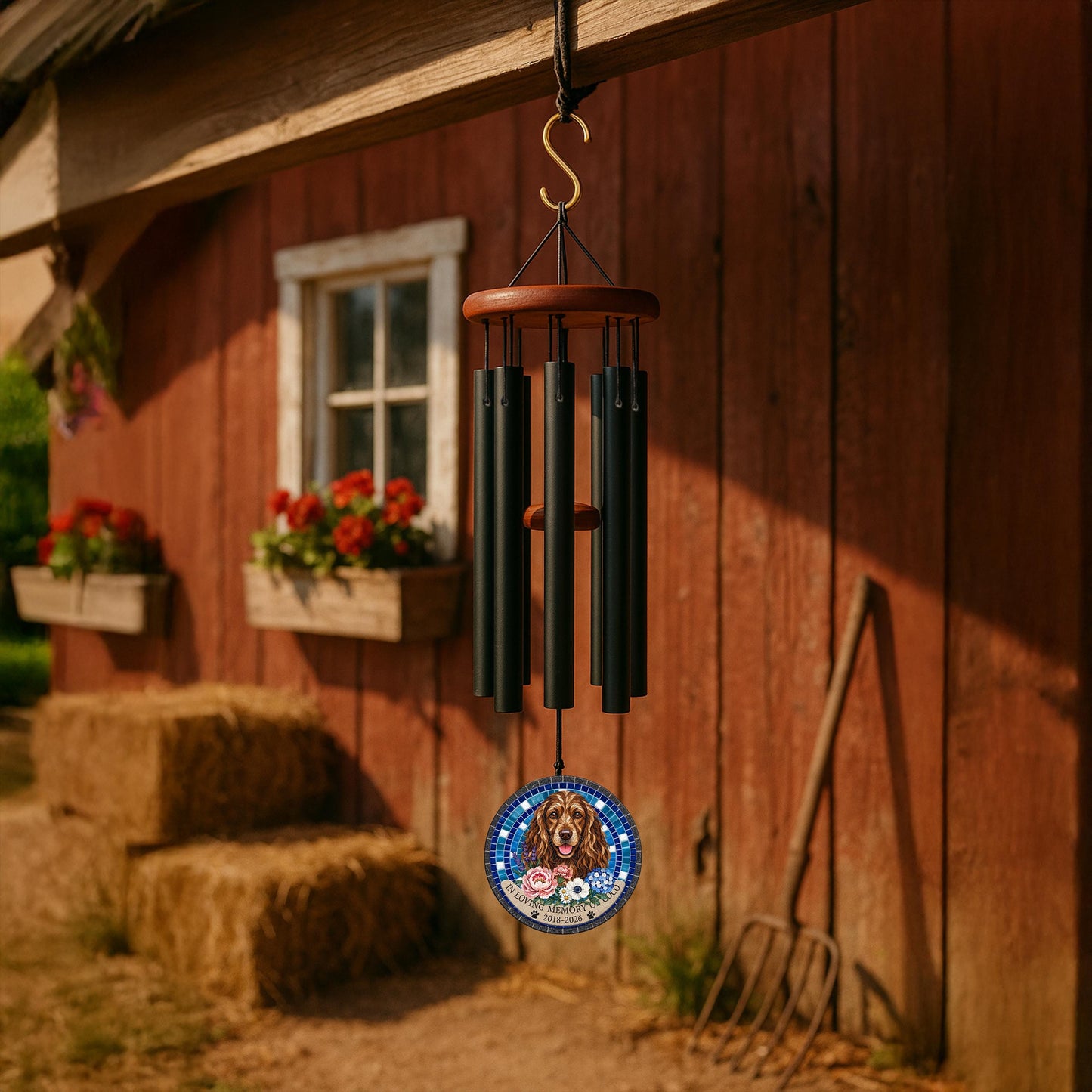 Personalized Cocker Spaniel Mosaic Stone Memorial Wind Chime - 4